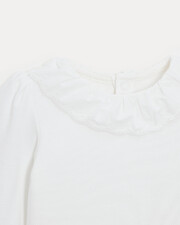Rose long-sleeved bodysuit with embroidered collar Off-white colour  Natalys
