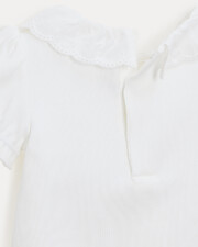Lucie short-sleeved bodysuit with embroidered collar Off-white colour  Natalys
