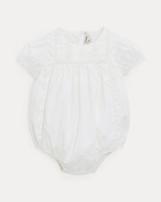 Marguerite lace-finish poplin romper Off-white colour  Natalys