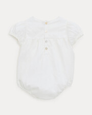 Marguerite lace-finish poplin romper Off-white colour  Natalys