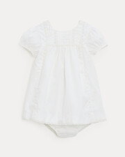 Grace lace-finish poplin dress Off-white colour  Natalys