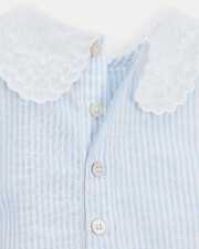 Chloe romper with embroidered collar Blue sky stripes print  Natalys