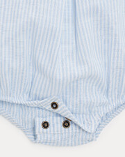 Chloe romper with embroidered collar Blue sky stripes print  Natalys