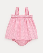 Romane seersucker dress with straps Pomegranate gingham print  Natalys