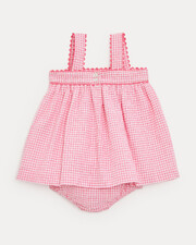Romane seersucker dress with straps Pomegranate gingham print  Natalys