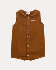 Ernest short jumpsuit with sailor collar Hazelnut colour  Natalys