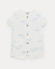 Oscar cotton gauze short jumpsuit Whale print  Natalys