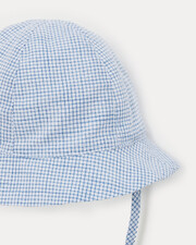 Mahault cotton canvas hat Blue check print  Natalys
