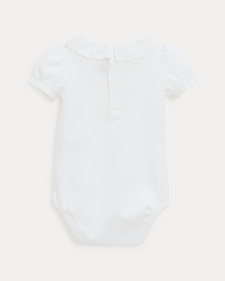 Lucie short-sleeved bodysuit with embroidered collar Off-white colour  Natalys