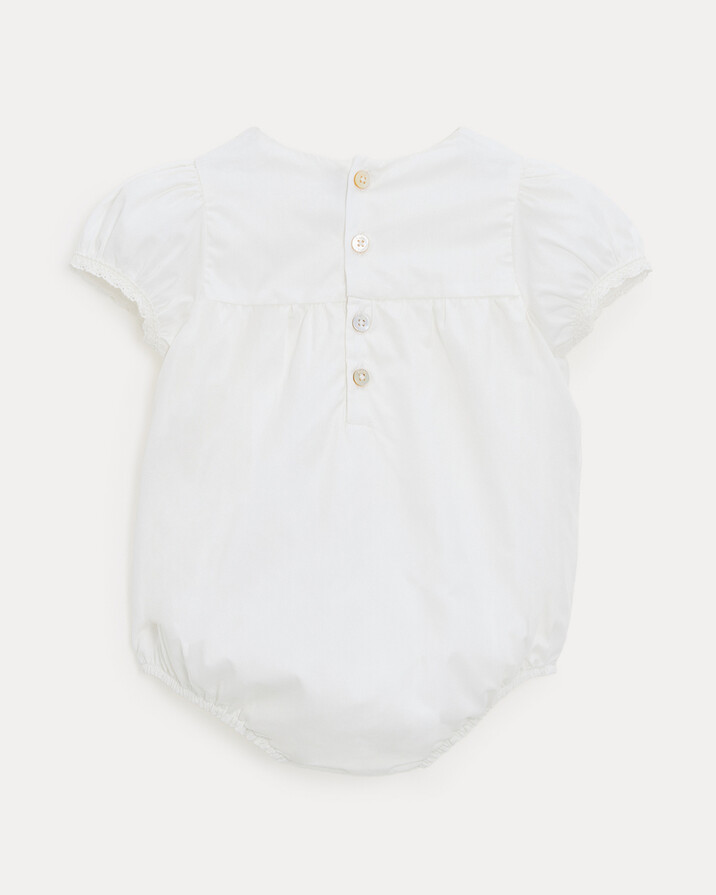 Marguerite lace-finish poplin romper Off-white colour  Natalys