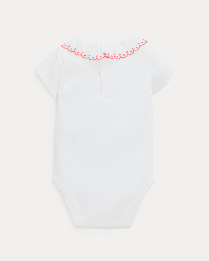 Jeanne short-sleeved bodysuit with embroidered collar Off-white colour/grenadine  Natalys