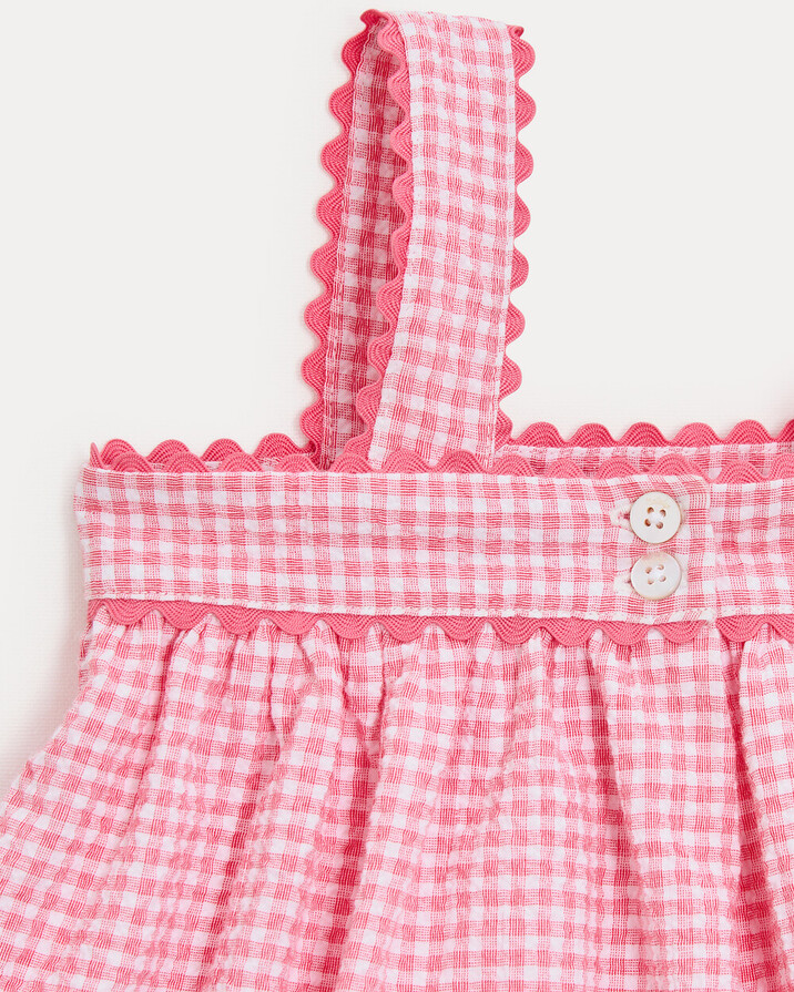 Romane seersucker dress with straps Pomegranate gingham print  Natalys