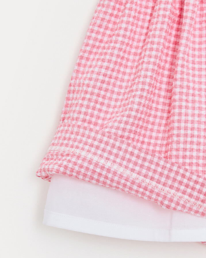 Romane seersucker dress with straps Pomegranate gingham print  Natalys