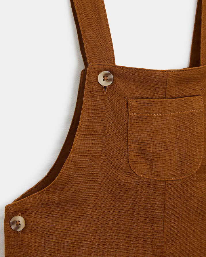 Edgar cotton gauze short dungarees Hazelnut colour  Natalys