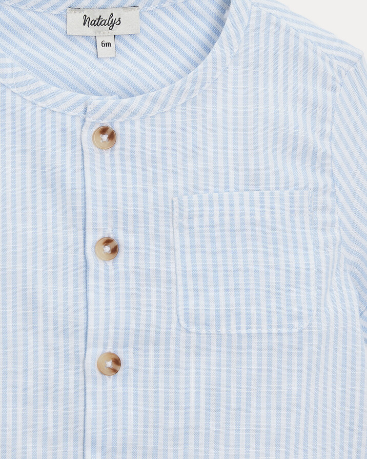 Theodore short-sleeved shirt Blue sky stripes print  Natalys