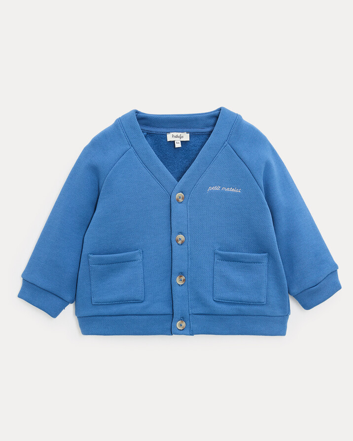 Georges fleece cardigan Natural blue colour  Natalys