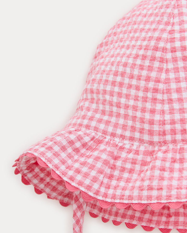Lison seersucker hat Pomegranate gingham print  Natalys
