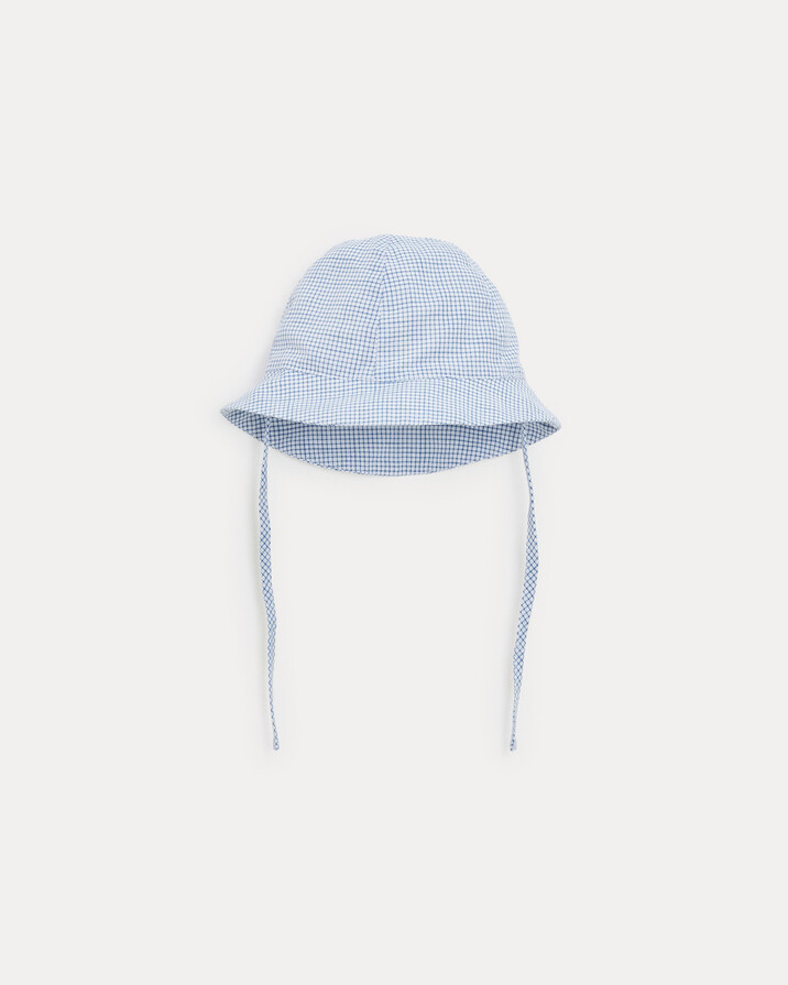 Mahault cotton canvas hat Blue check print  Natalys