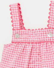 Maxine seersucker romper with straps Pomegranate gingham print  Natalys